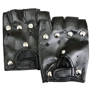 Faux Leather Biker Gloves